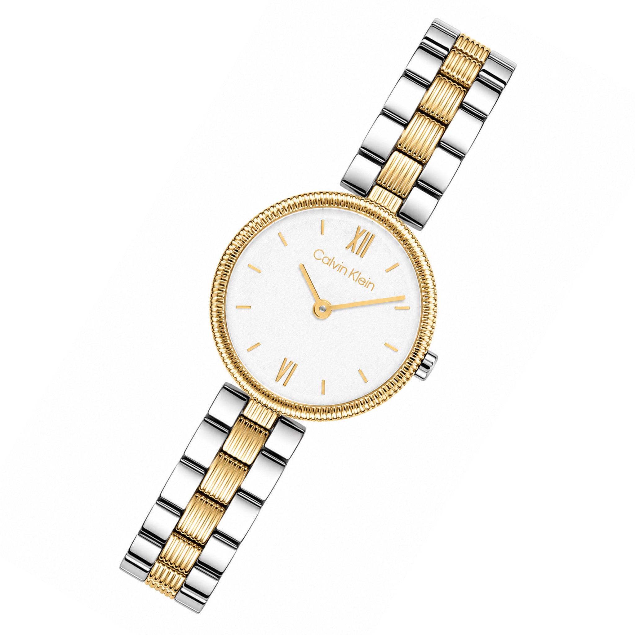 Calvin Klein Two-Tone Steel White Shimmer Dial Women's Watch - 25100226