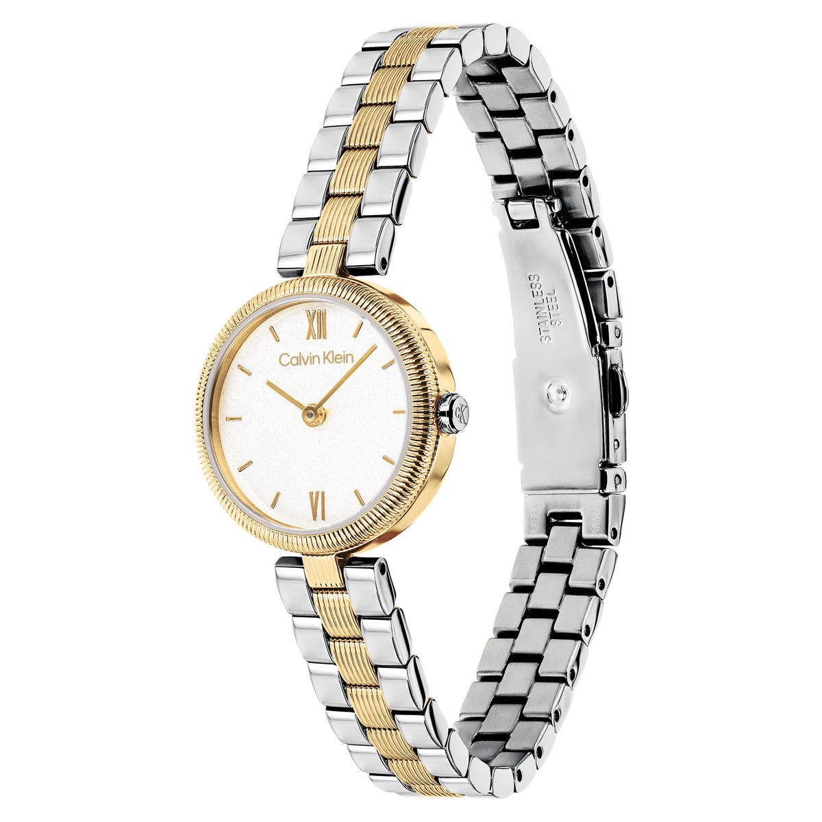 Calvin Klein Two-Tone Steel White Shimmer Dial Women's Watch - 25100226