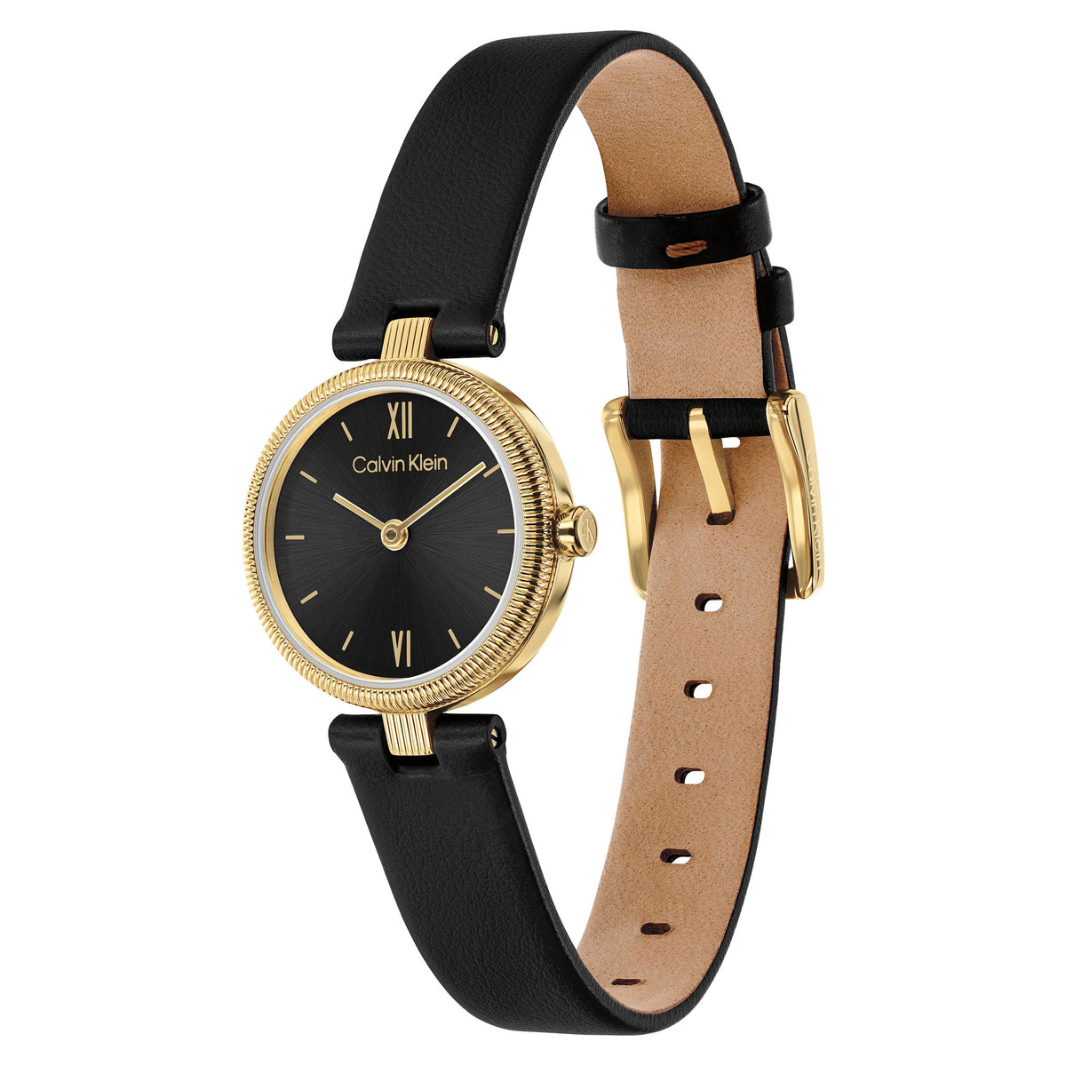 Calvin Klein Leather Black Dial Women's Watch - 25100230