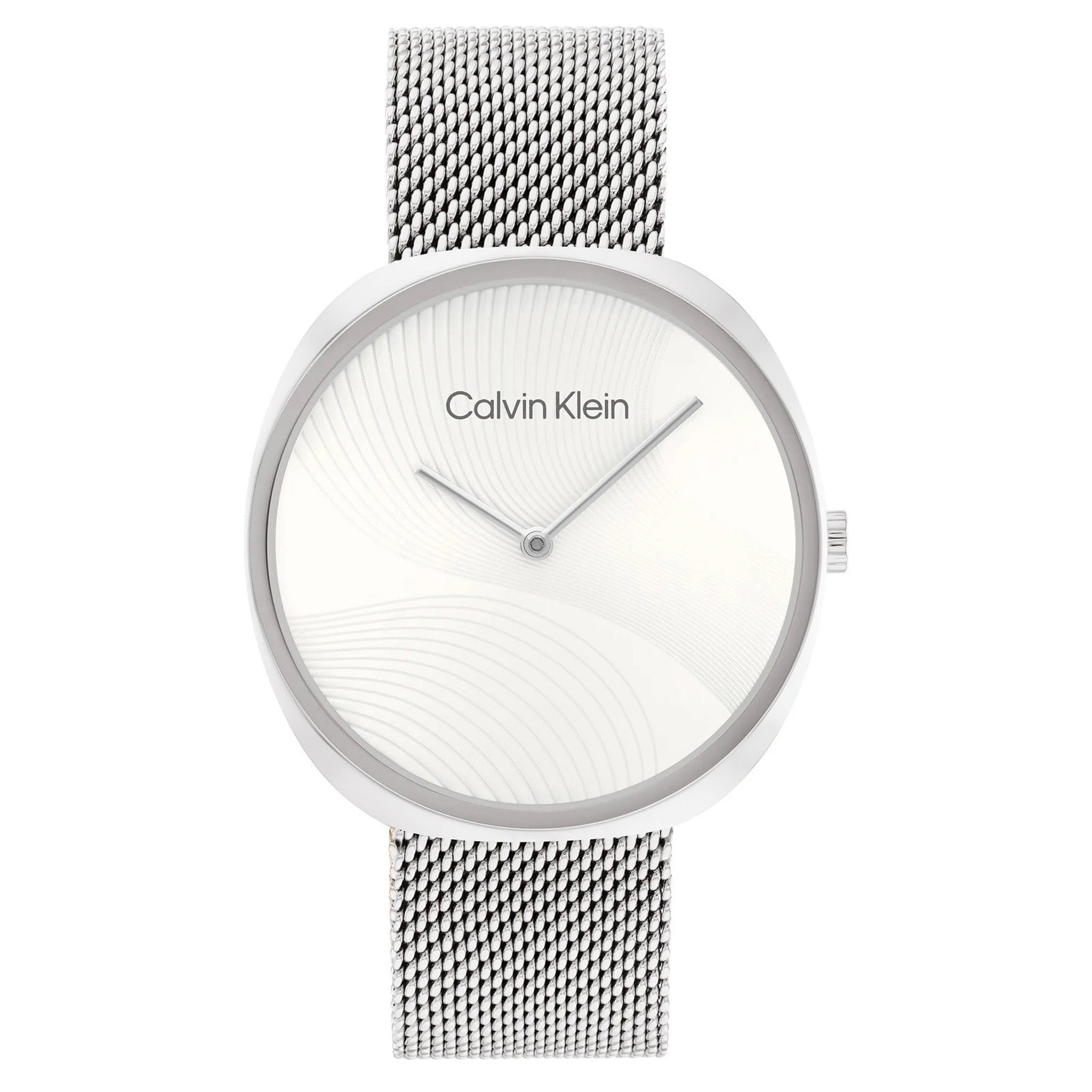 Calvin Klein Silver tone Steel Mesh White Dial Women s Watch