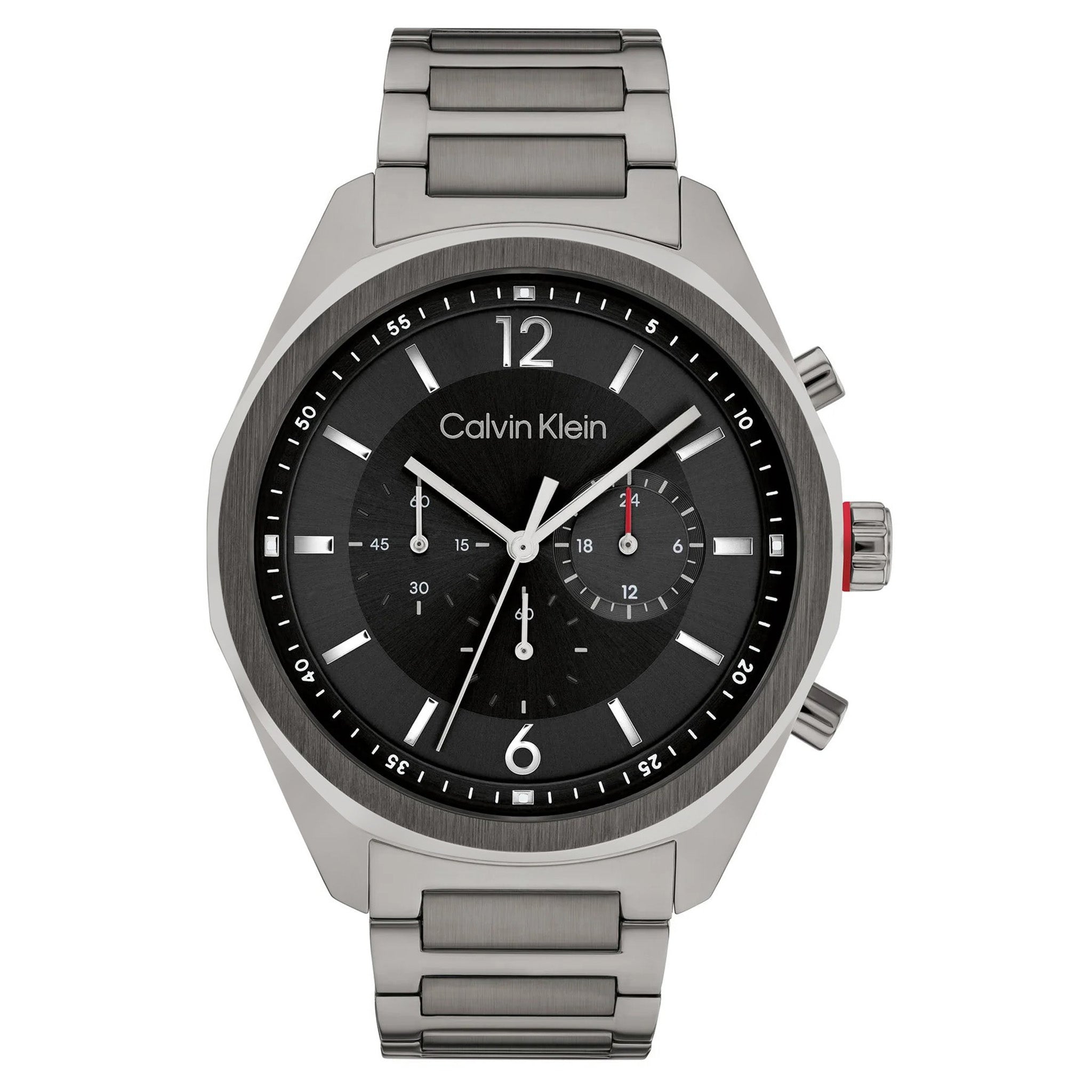 Calvin Klein Dark Grey Steel Black Dial Chronograph Men s Watch