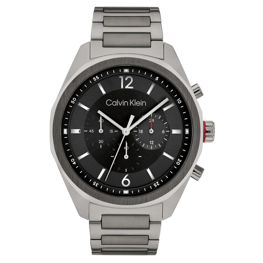 Calvin Klein Dark Grey Steel Black Dial Chronograph Men's Watch - 25200267