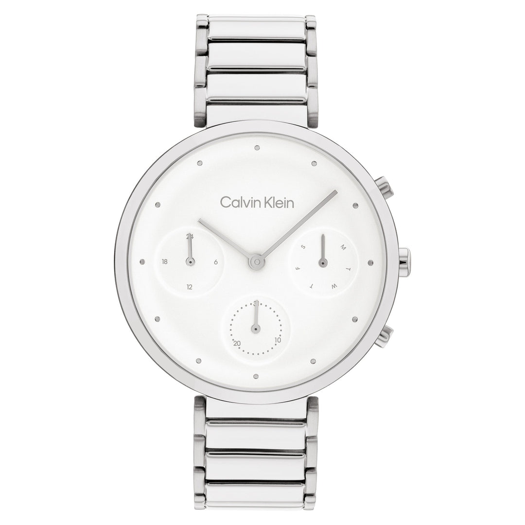 Calvin Klein Silver Steel White Dial Multi-function Women's Watch - 25200282