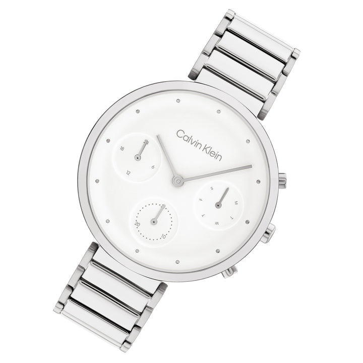 Calvin Klein Silver Steel White Dial Multi-function Women's Watch - 25200282