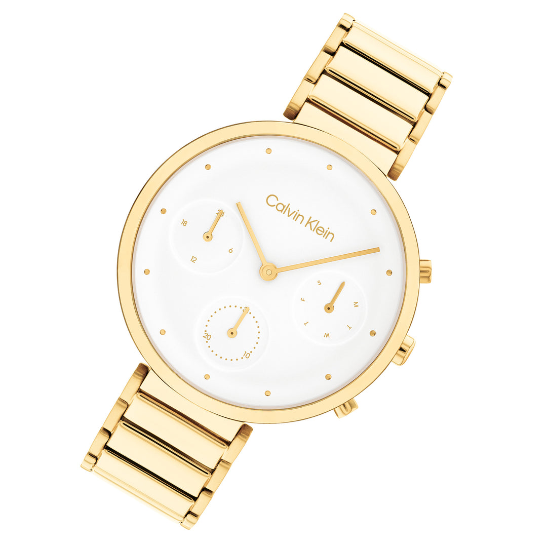 Calvin Klein Gold Steel White Dial Multi-function Women's Watch - 25200284