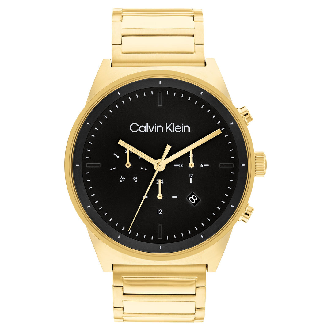25200216 Calvin Klein Gold Steel Black Dial Multi-function Men's Watch - 252002 ...