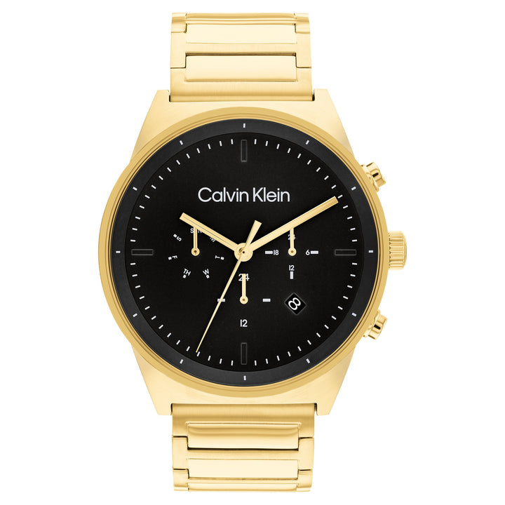 Calvin Klein Gold Steel Black Dial Multi-function Men's Watch - 25200294