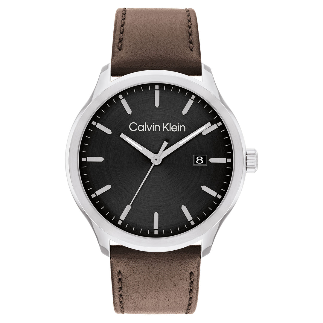 Calvin Klein Dark Brown Leather Black Dial Men's Watch - 25200354 – The ...