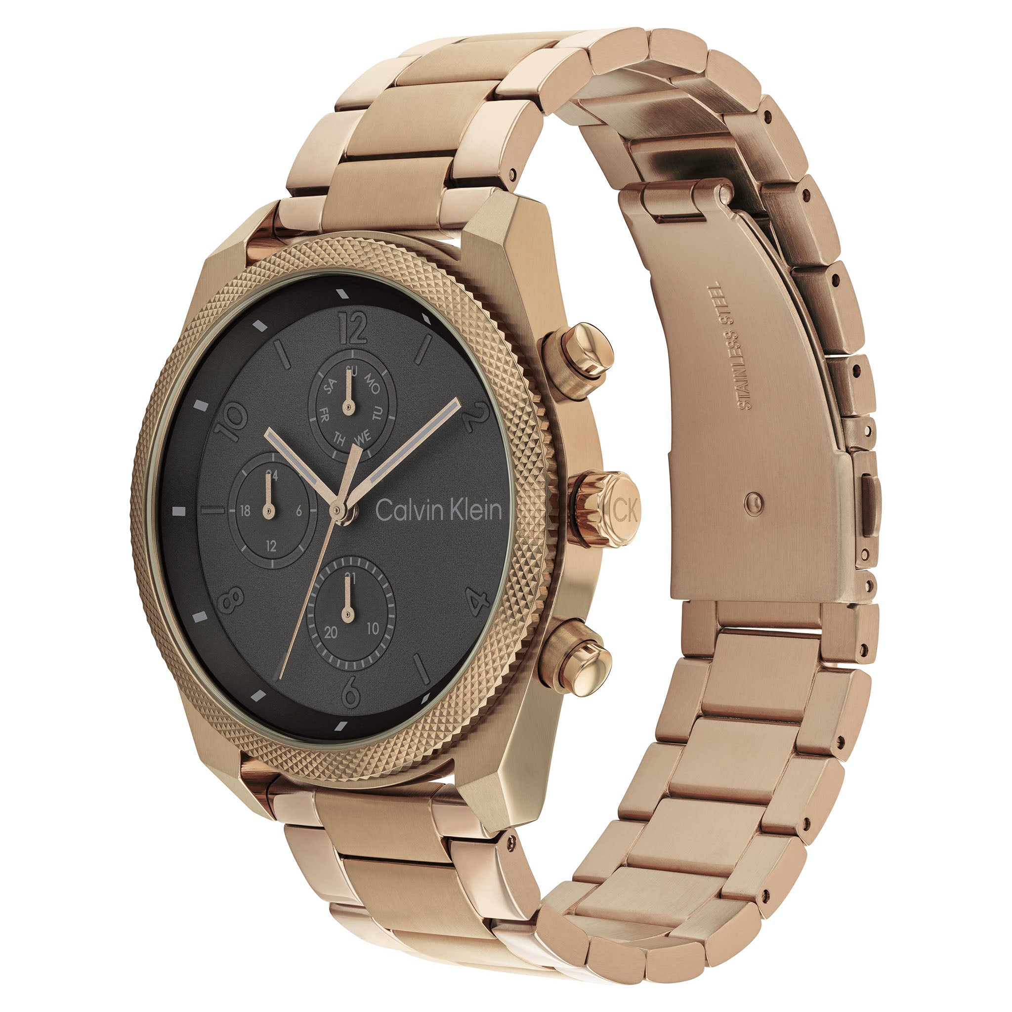 Calvin Klein Beige Gold Steel Cool Grey Dial Multi-function Men's Watch - 25200357