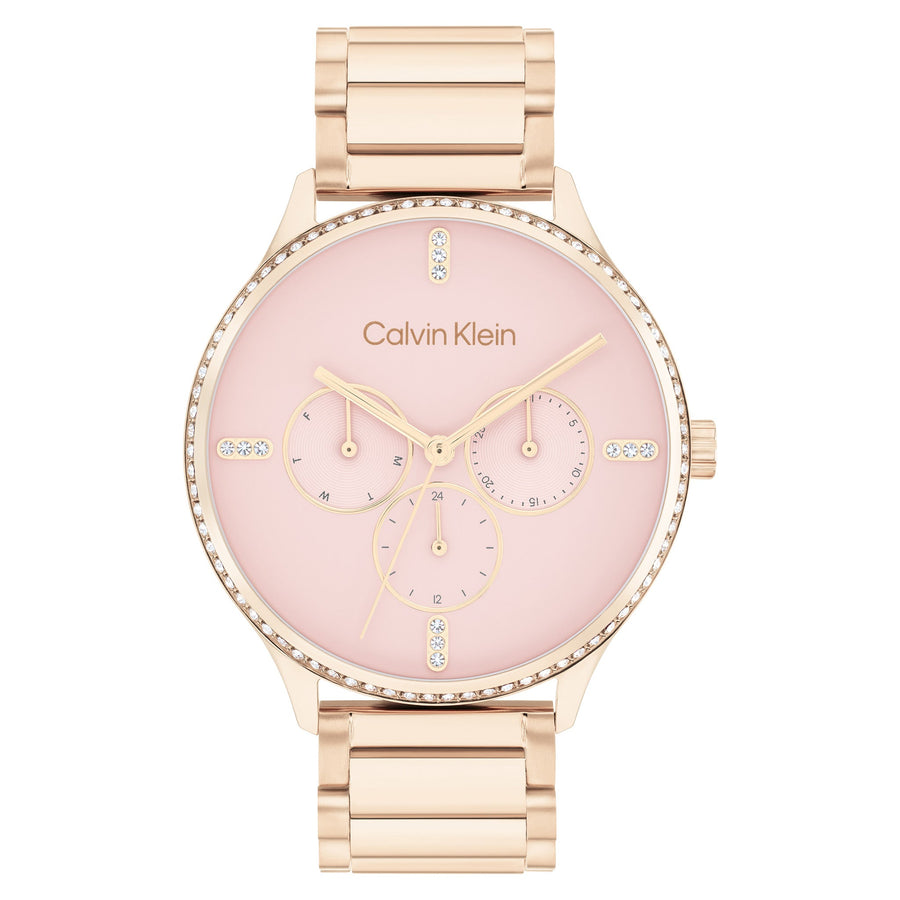 Calvin Klein Carnation Gold Steel Blush Dial Multi-function Women's Watch - 25200370