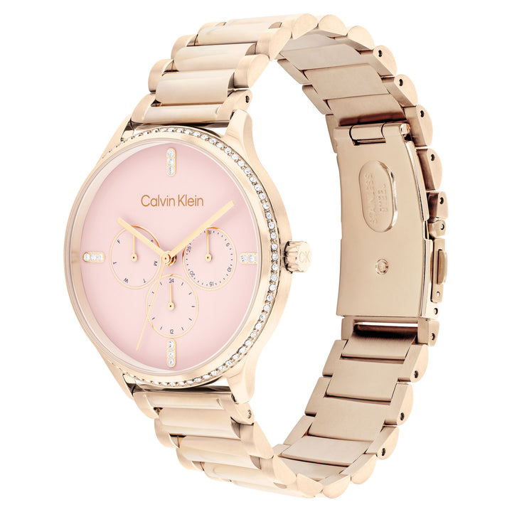 Calvin Klein Carnation Gold Steel Blush Dial Multi-function Women's Watch - 25200370