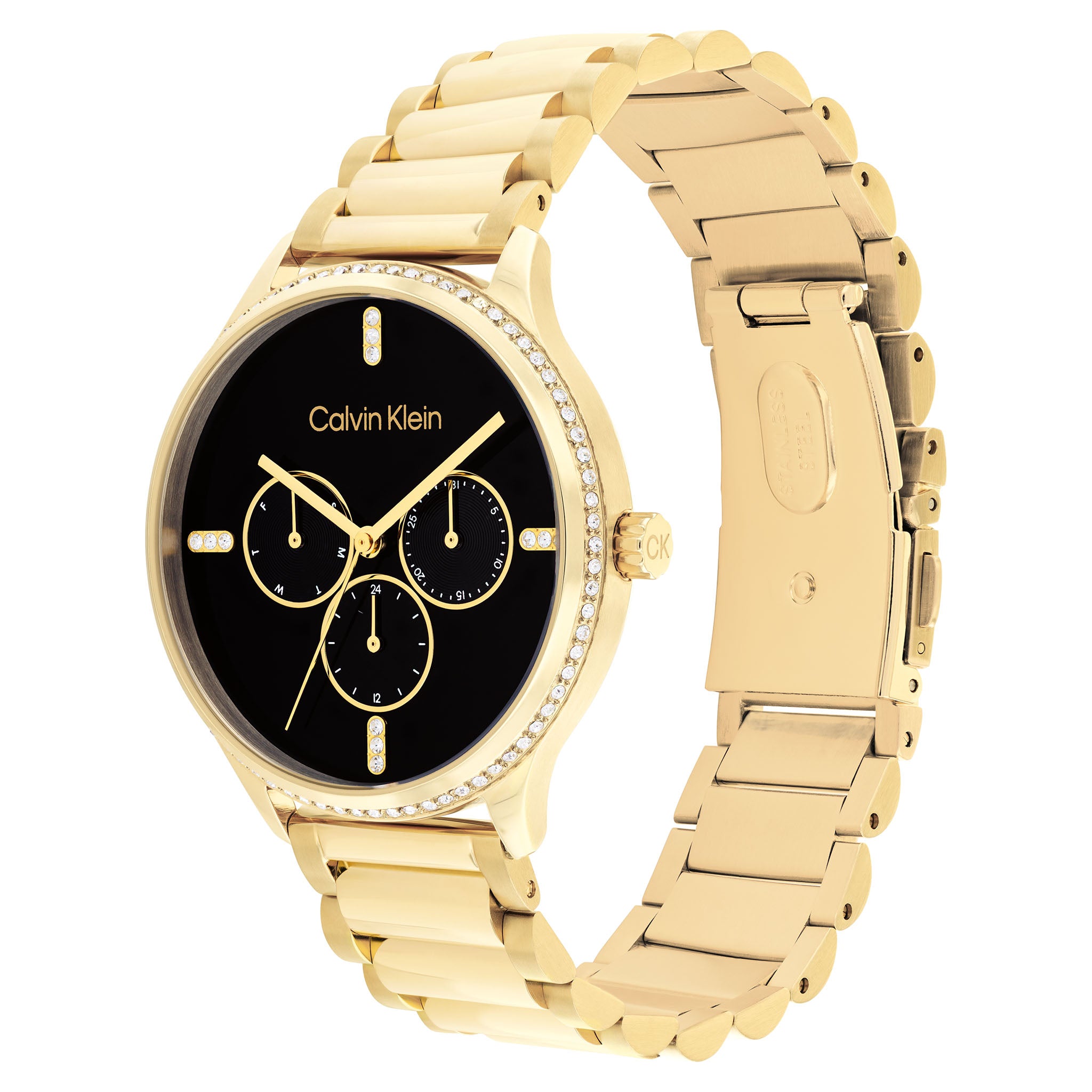 Calvin Klein Gold Steel Black Dial Multi-function Women's Watch - 25200371