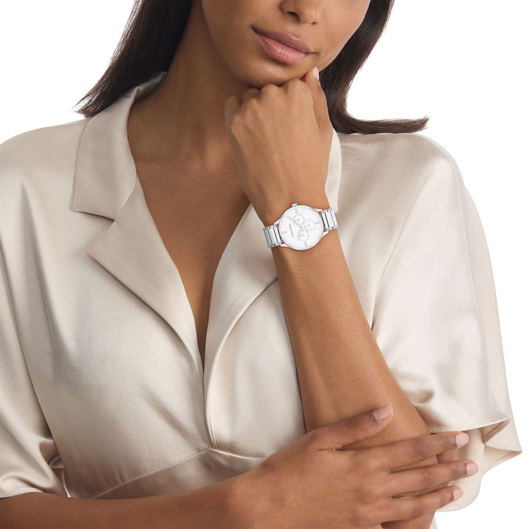 Calvin Klein Stainless Steel White Dial Multi-function Women's Watch - 25200373