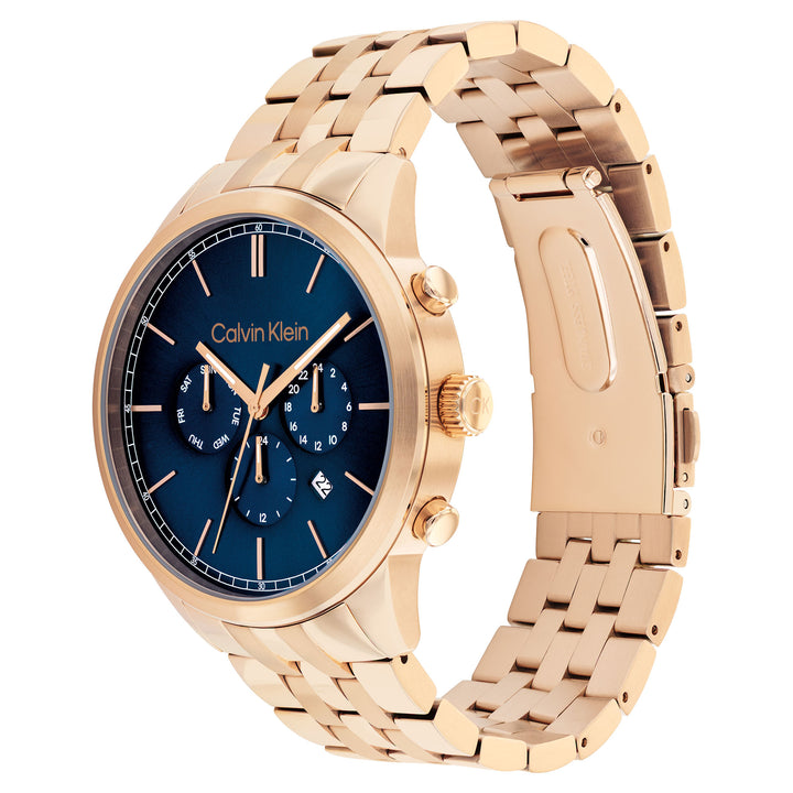 Calvin Klein Rose Gold Steel Blue Dial Multi-function Men's Watch - 25200376