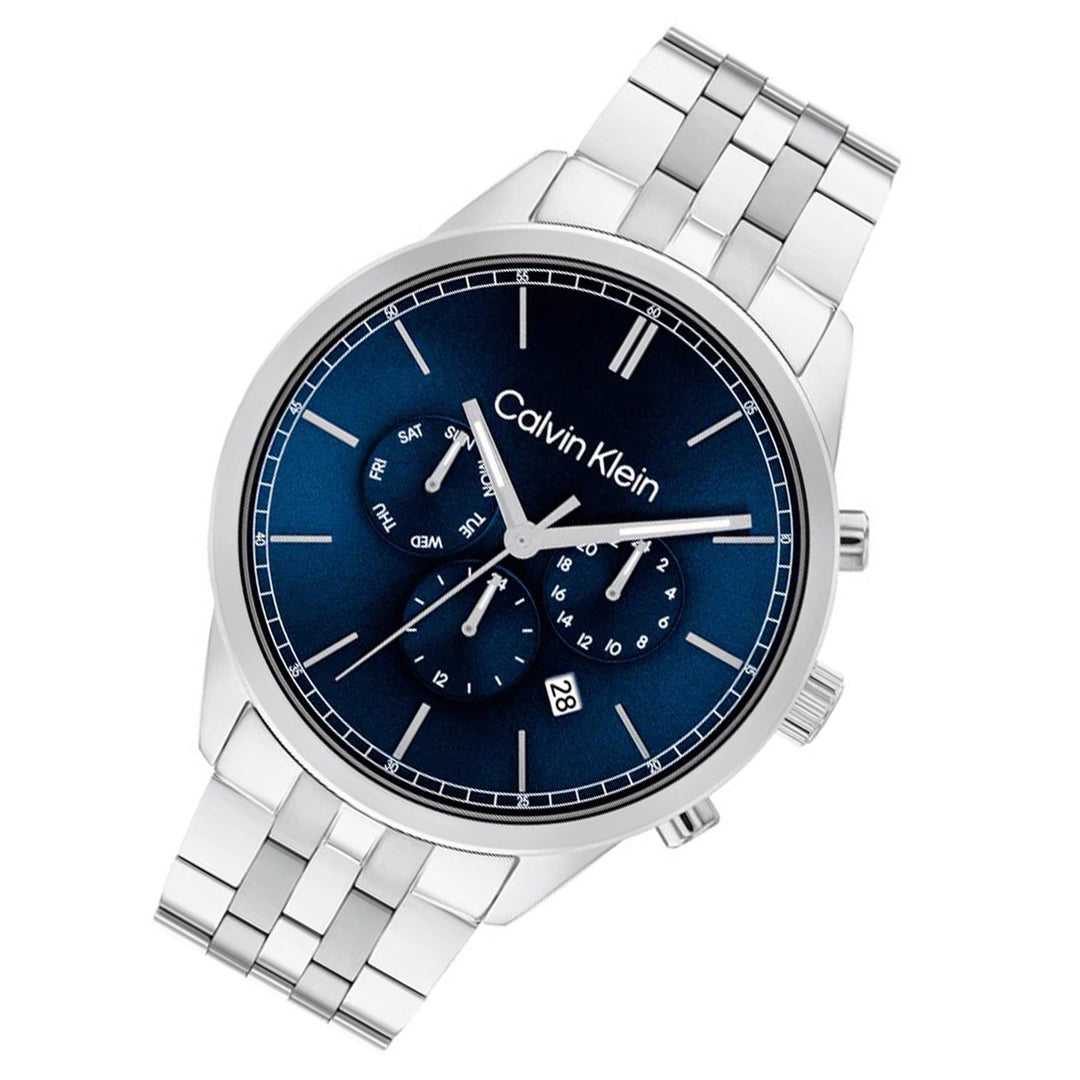 Calvin Klein Silver Steel Blue Dial Multi-function Men's Watch - 25200377