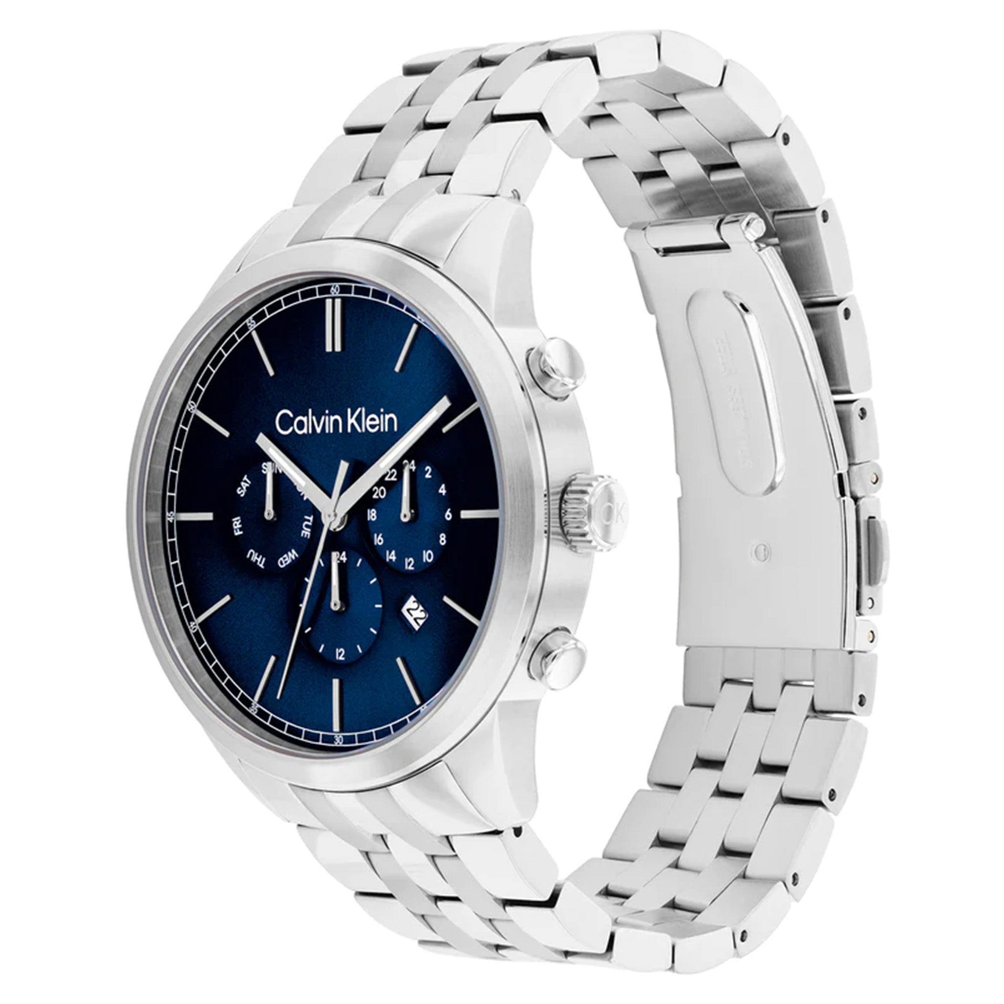 Calvin Klein Silver Steel Blue Dial Multi function Men s Watch 25200 The Watch Factory Australia