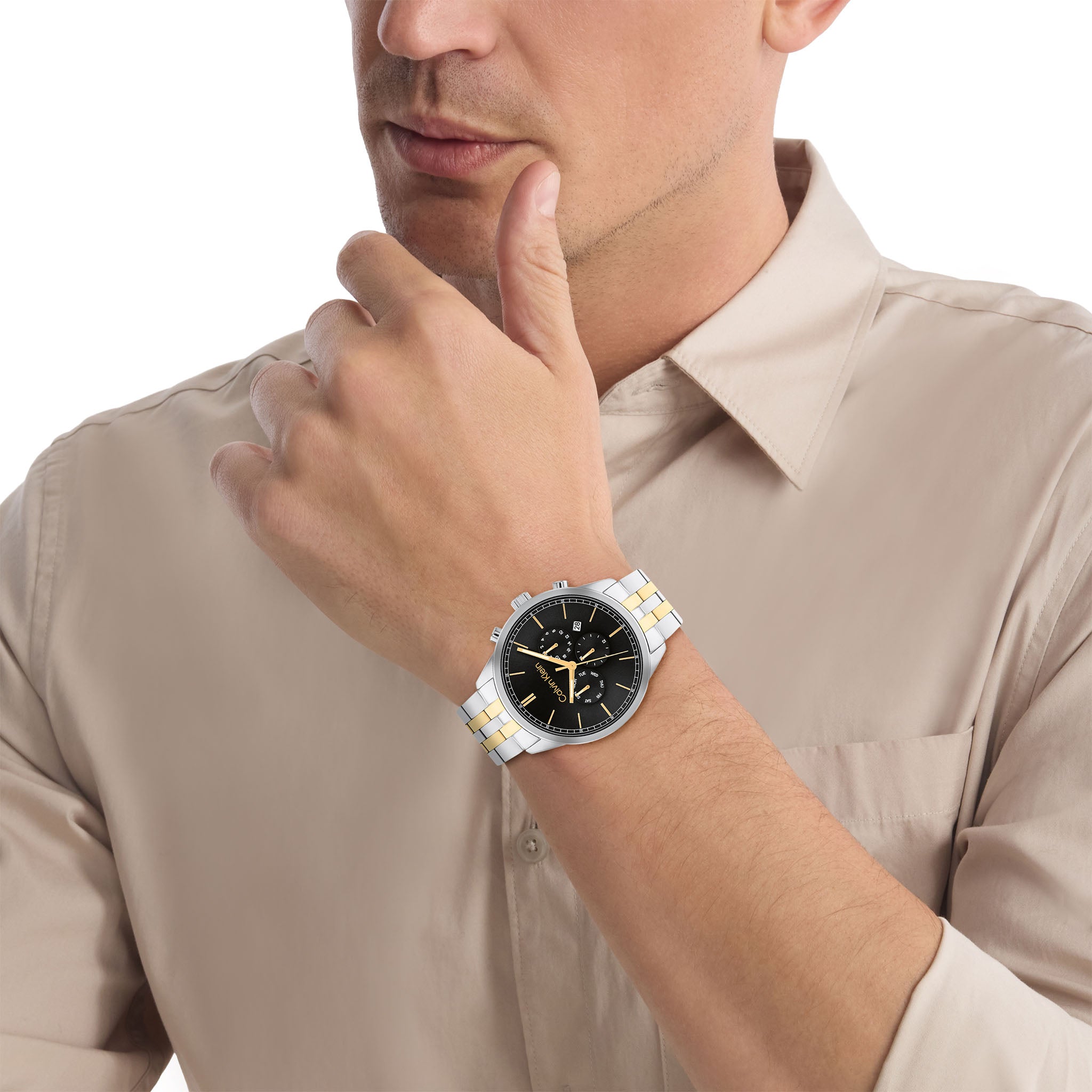 Calvin Klein Two-Tone Steel Black Dial Multi-function Men's Watch - 25200380