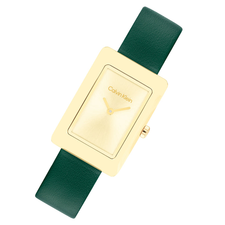 Calvin Klein Green Leather Gold Dial Women's Watch - 25200397