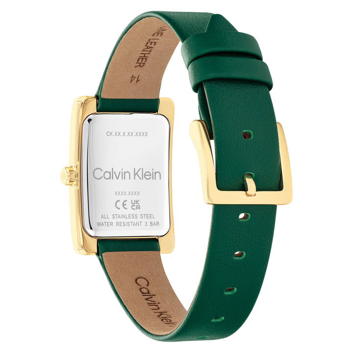 Calvin Klein Green Leather Gold Dial Women's Watch - 25200397