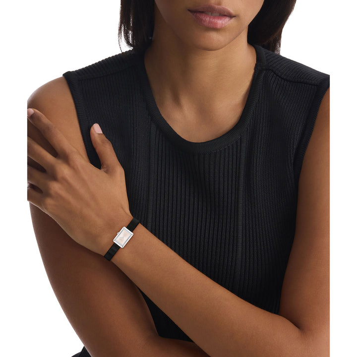 Calvin Klein Black Leather Blush Dial Women's Watch - 25200400
