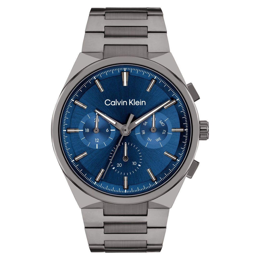 Calvin Klein Grey Steel Dark Blue Dial Multi-function Men's Watch - 25200443