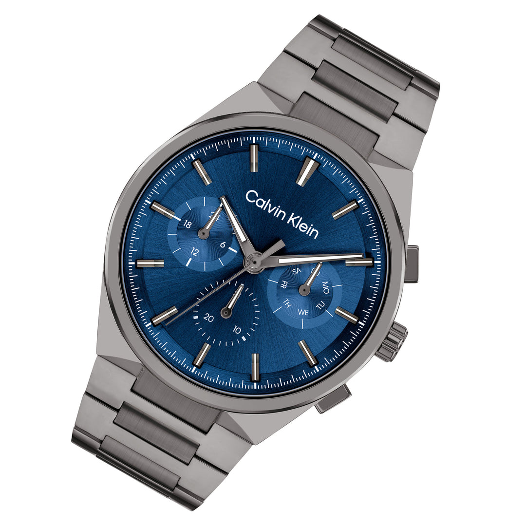 Calvin Klein Grey Steel Dark Blue Dial Multi-function Men's Watch - 25200443