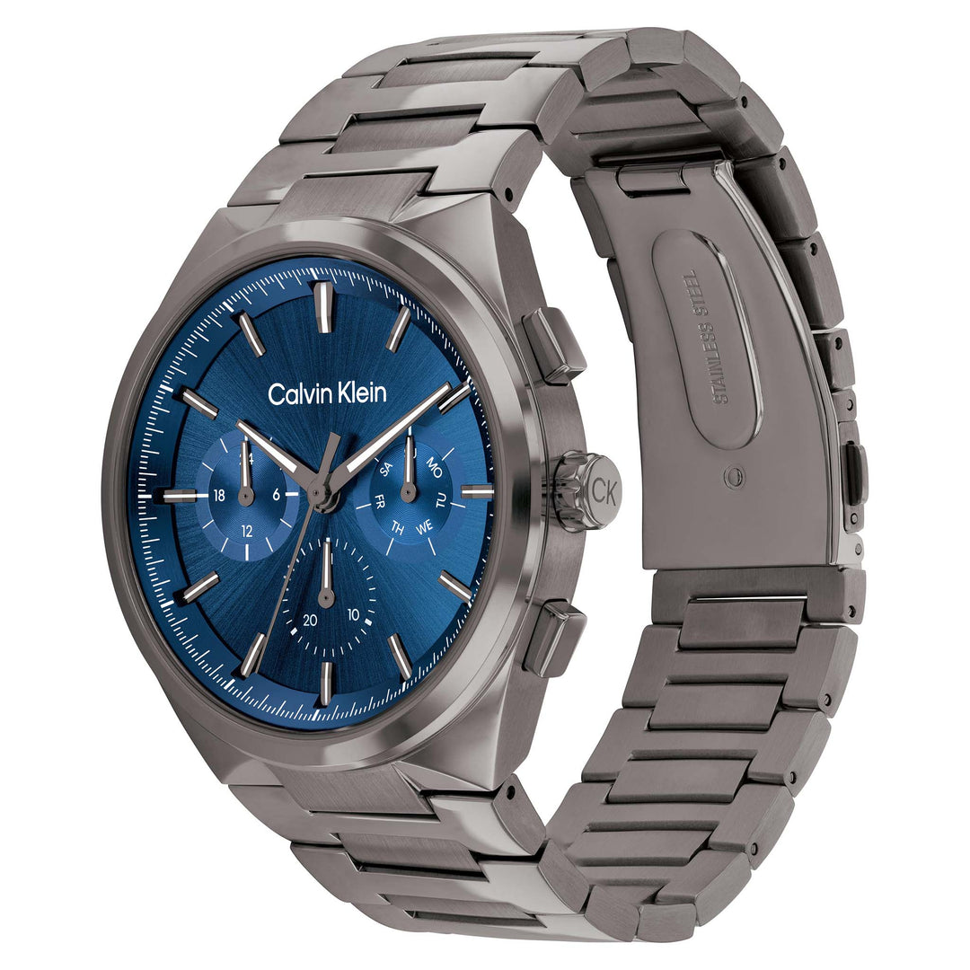 Calvin Klein Grey Steel Dark Blue Dial Multi-function Men's Watch - 25200443