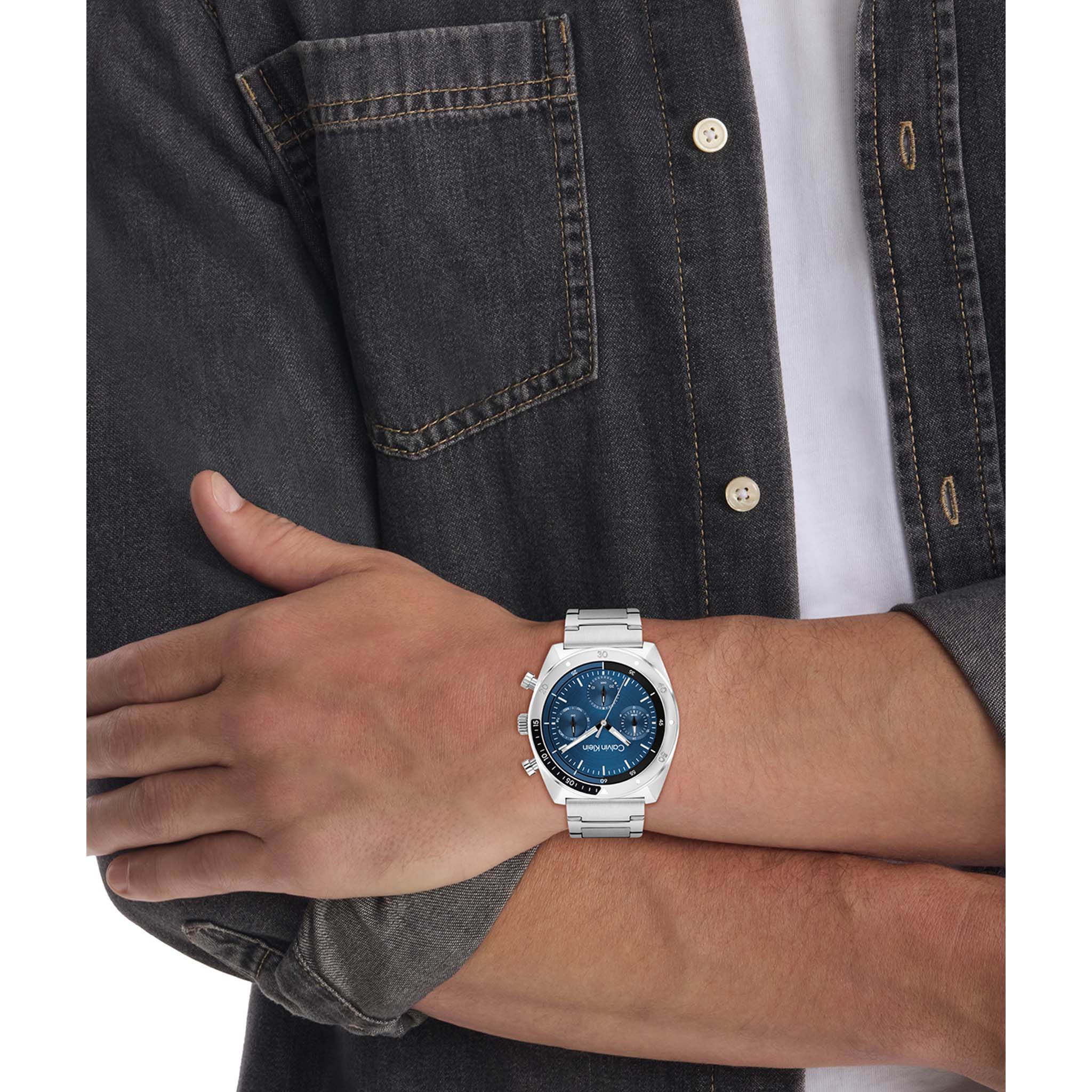 Calvin Klein Stainless Steel Blue Dial Multi-function Men's Watch - 25200464