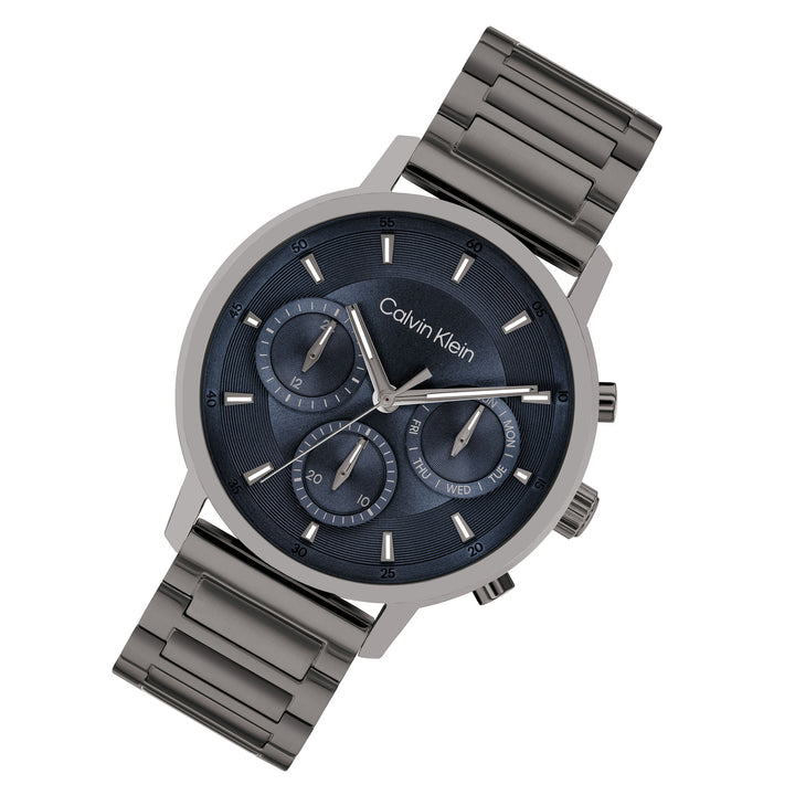 Calvin Klein Grey Steel Blue Dial Multi-function Men's Watch - 25200495