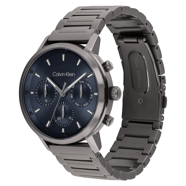 Calvin Klein Grey Steel Blue Dial Multi-function Men's Watch - 25200495