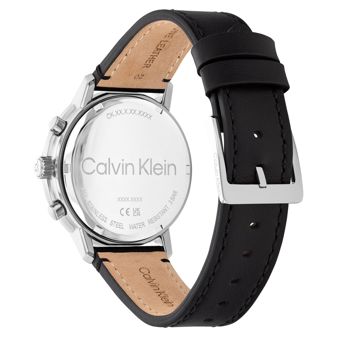 Calvin Klein Black Leather Sepia Dial Multi-function Men's Watch - 25200496