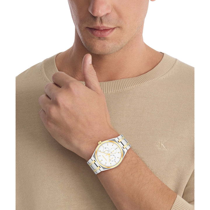 Calvin Klein Two-Tone Steel White Dial Multi-function Men's Watch - 25200533