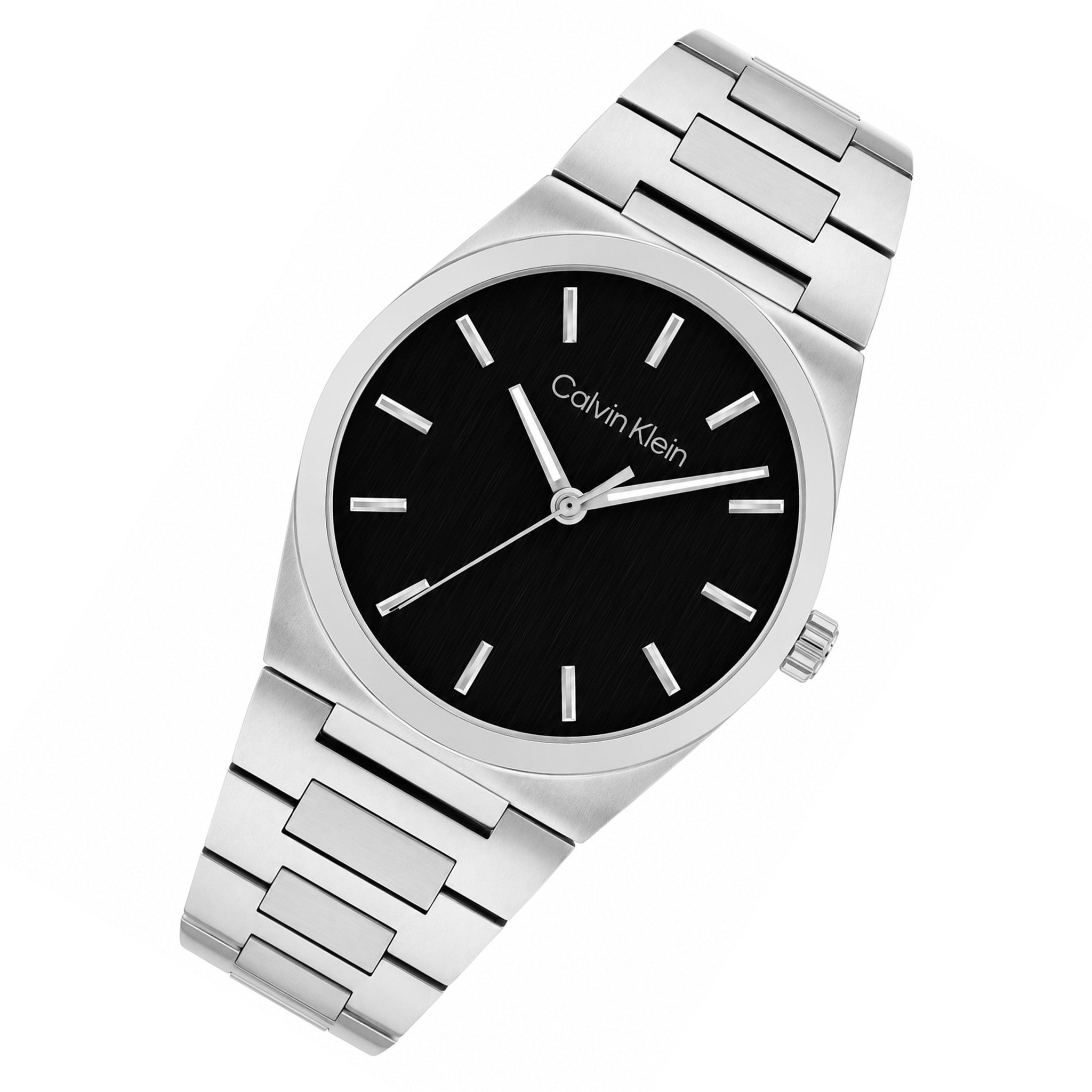 Calvin Klein Silver Steel Black Dial Men's Watch - 25200543