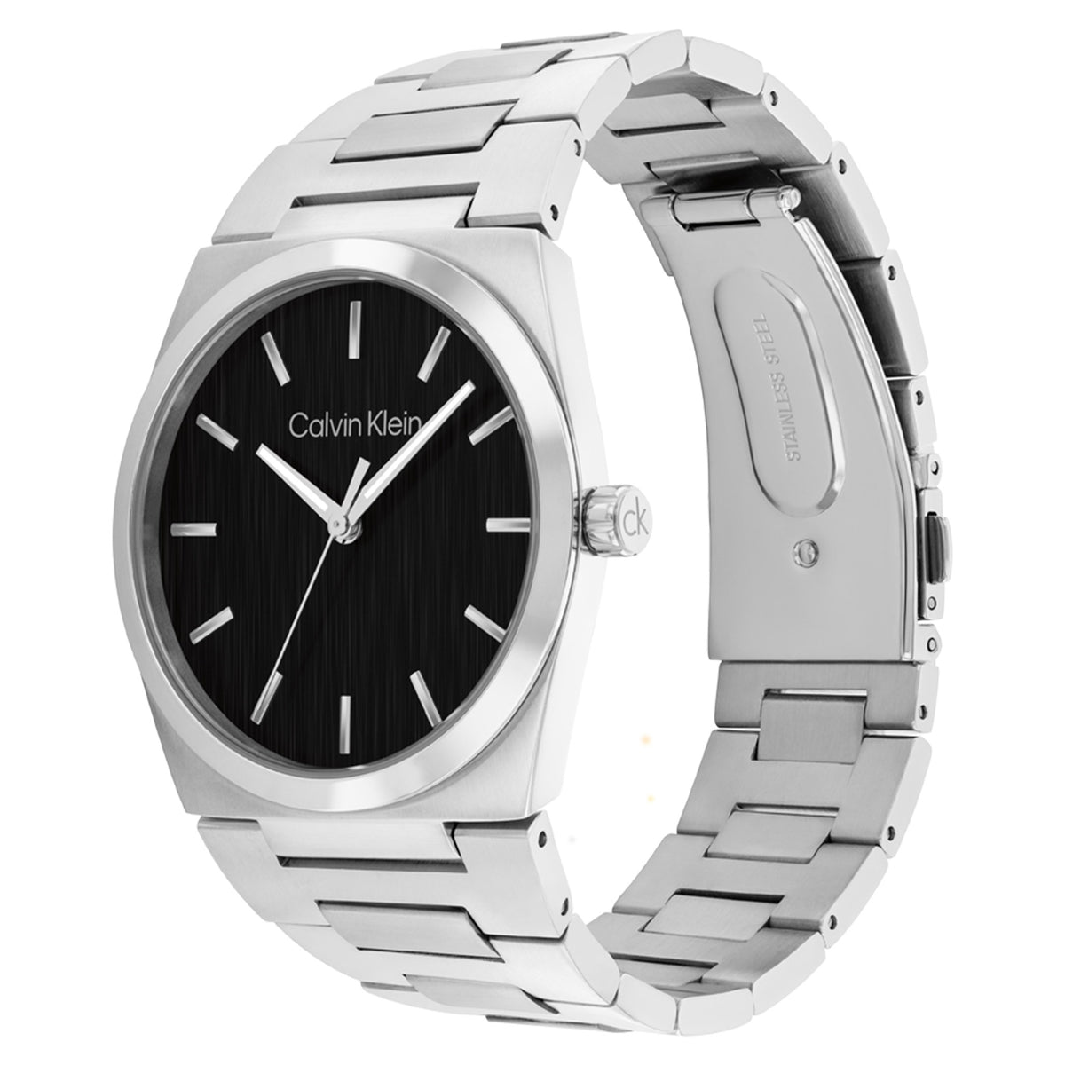 Calvin Klein Silver Steel Black Dial Men's Watch - 25200543
