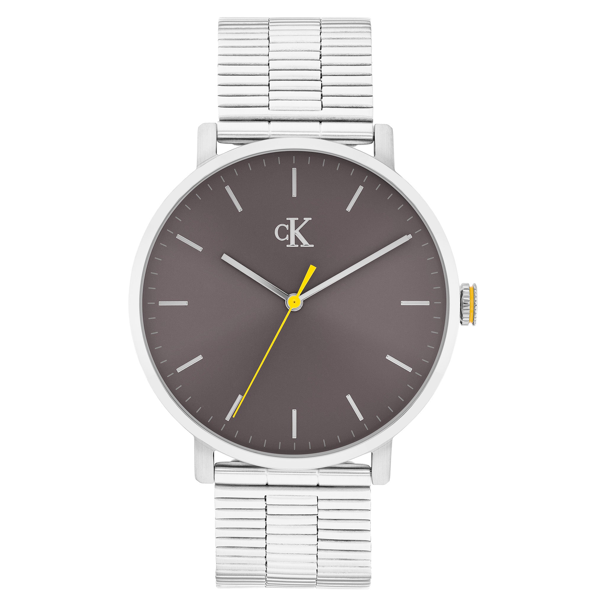 Calvin Klein Silver Steel Dark Grey Dial Men's Watch - 25200547