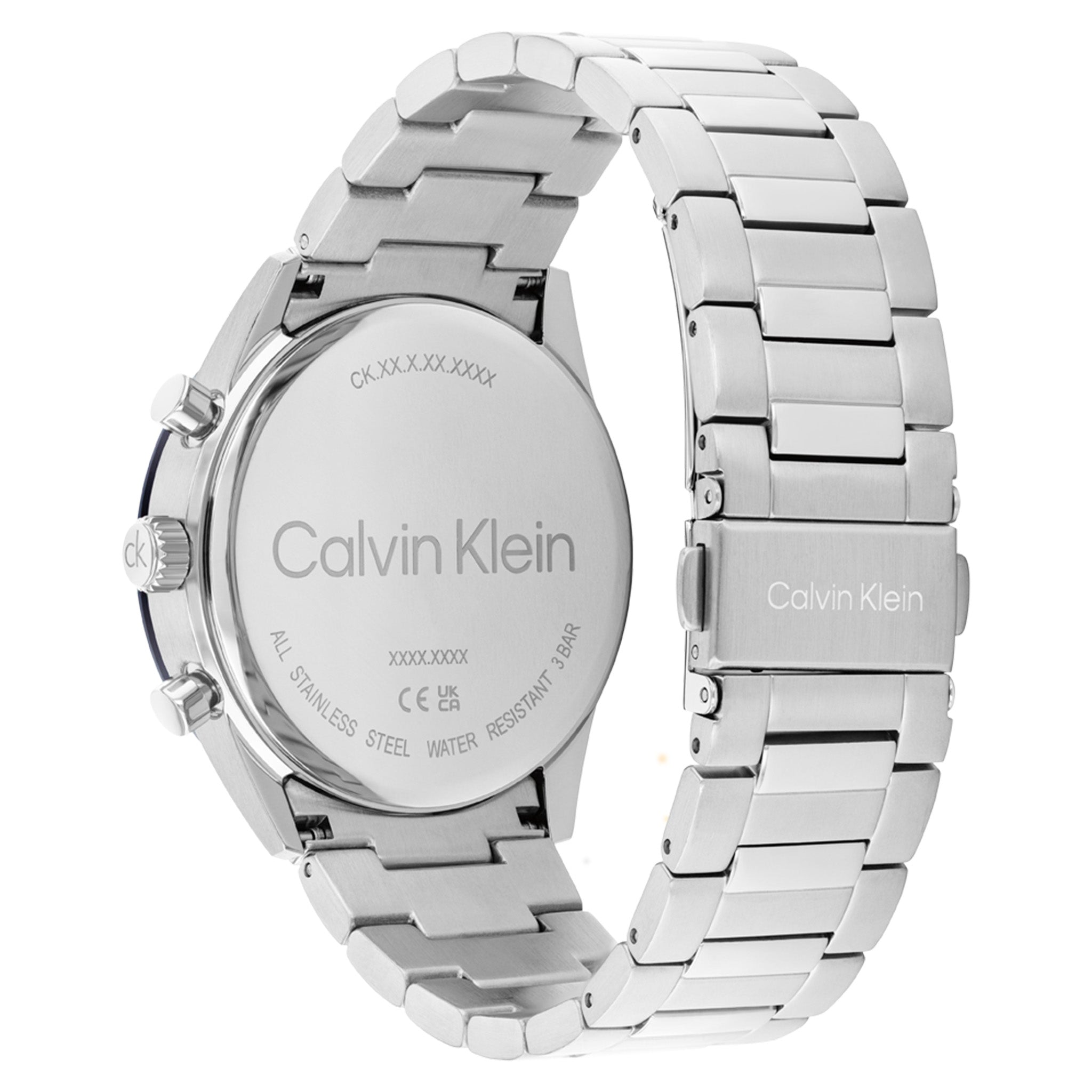 Calvin Klein Silver Steel Blue Dial Multi-function Men's  Watch - 25200556