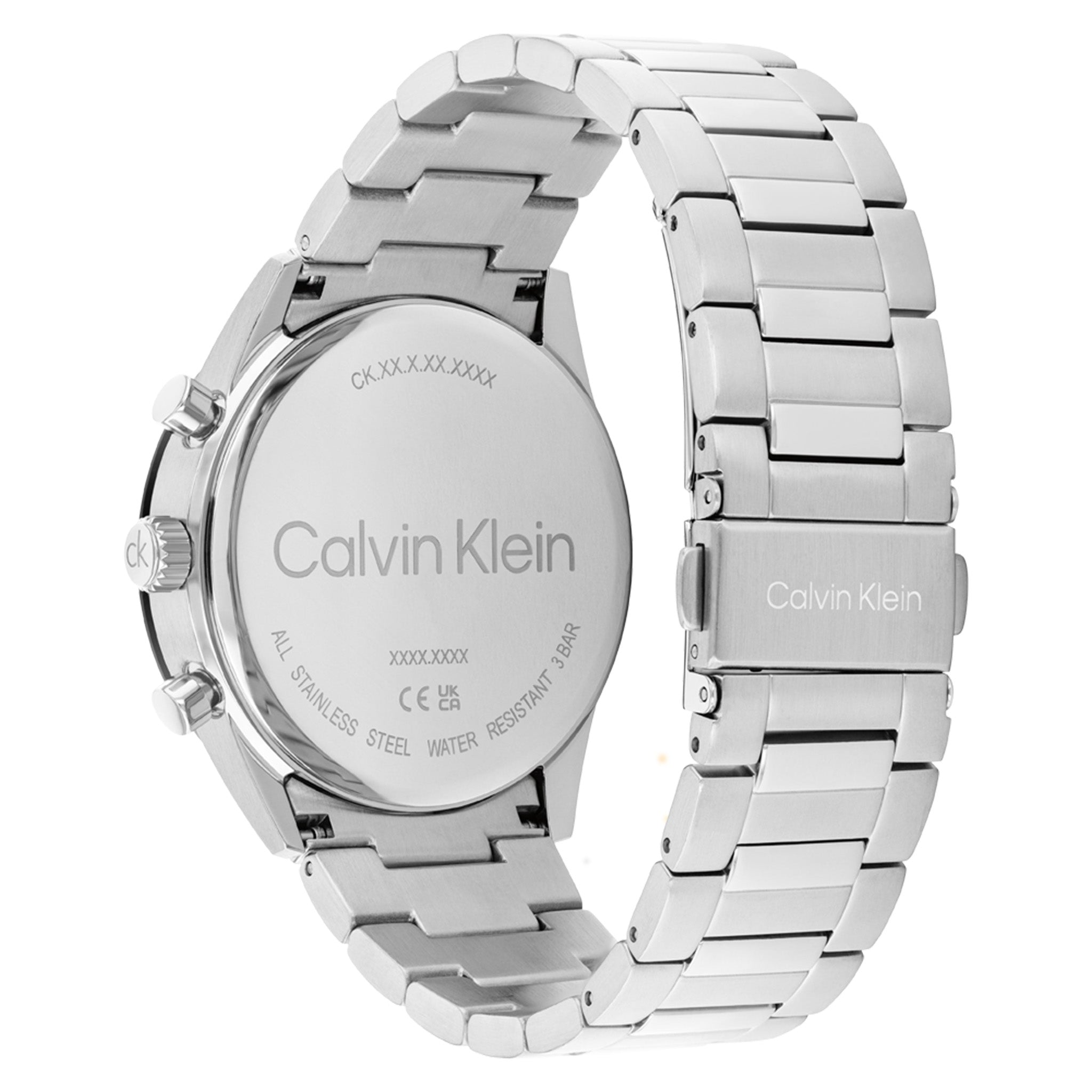 Calvin Klein Silver Steel Black Dial Multi-function Men's Watch - 25200557
