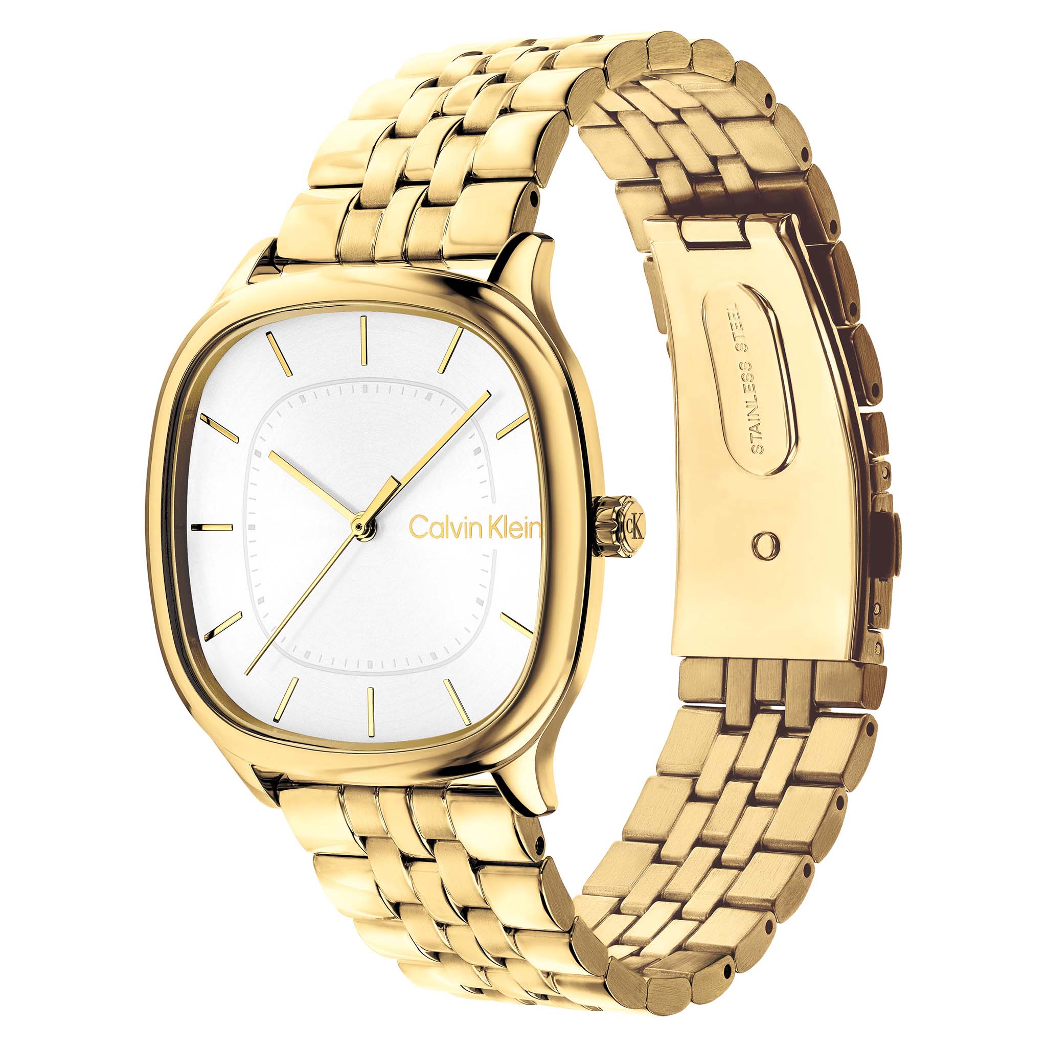 Calvin Klein Gold Steel White Dial Men's Watch - 25200582