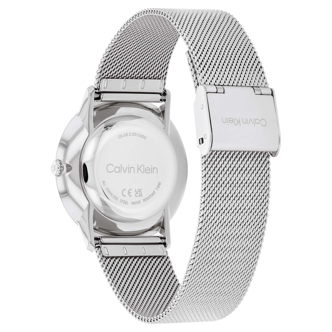 Calvin Klein Stainless Steel Mesh Silver White Dial Unisex Watch - 25300001