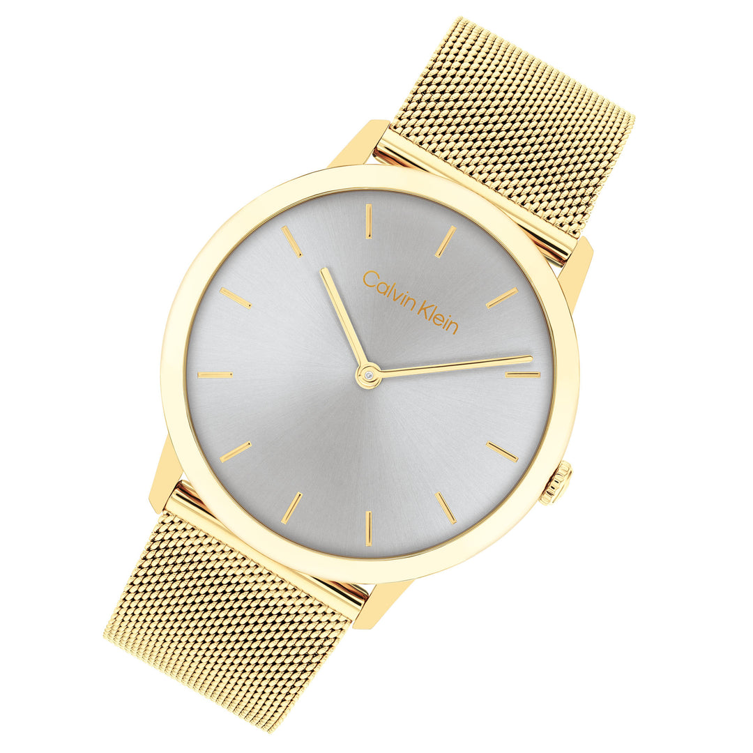 Calvin Klein Gold Steel Mesh Grey Dial Unisex Watch - 25300003