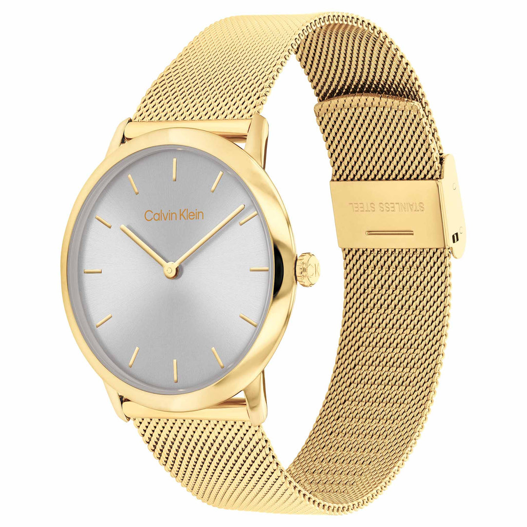 Calvin Klein Gold Steel Mesh Grey Dial Unisex Watch - 25300003