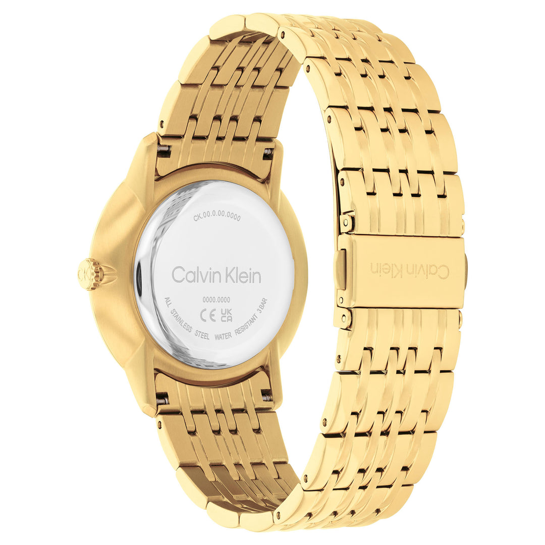 Calvin Klein Gold Steel Blue Dial Unisex Watch - 25300007