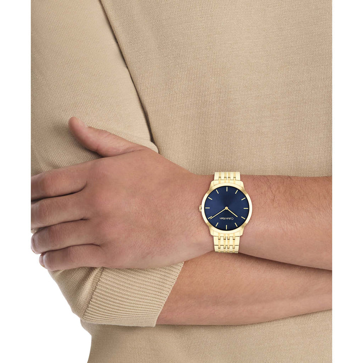 Calvin Klein Gold Steel Blue Dial Unisex Watch - 25300007