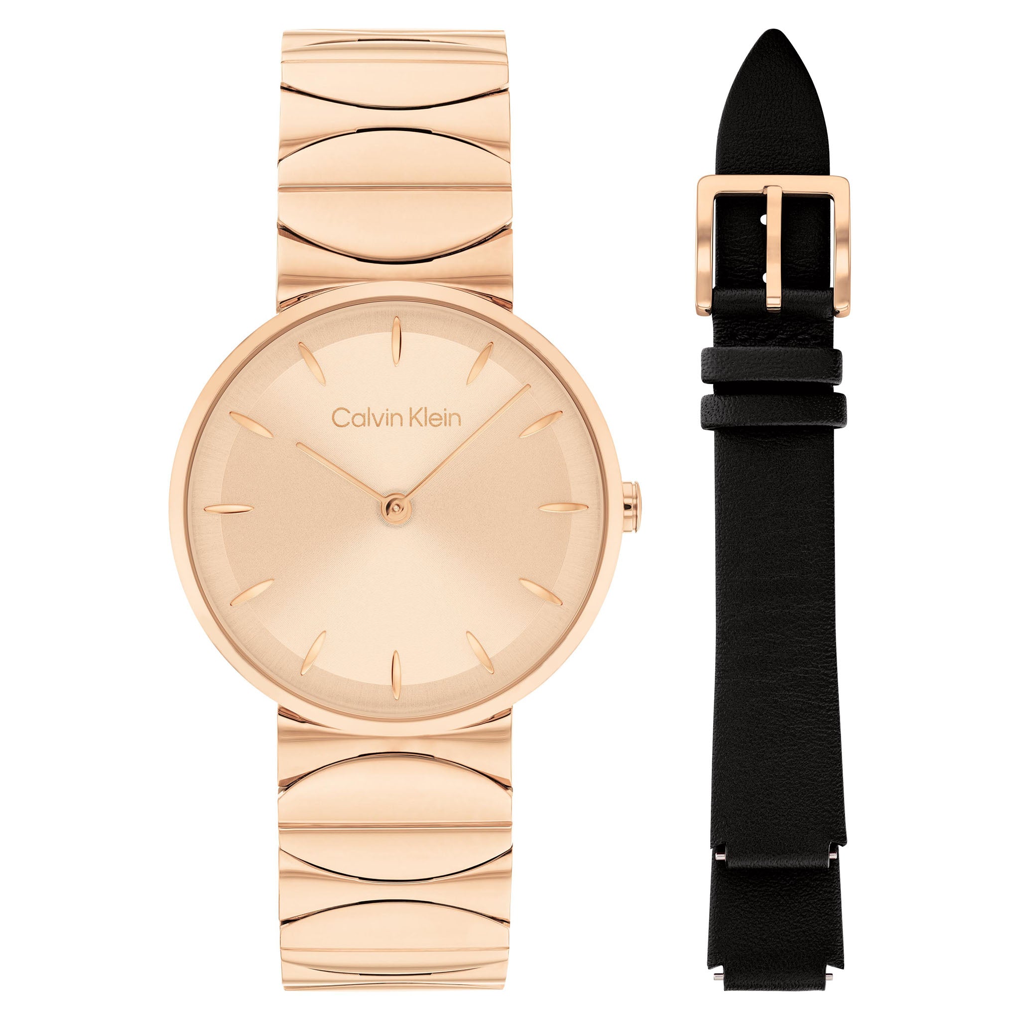 Calvin Klein Rose Gold Steel Carnation Gold Dial Slim Women's Watch - 25700001