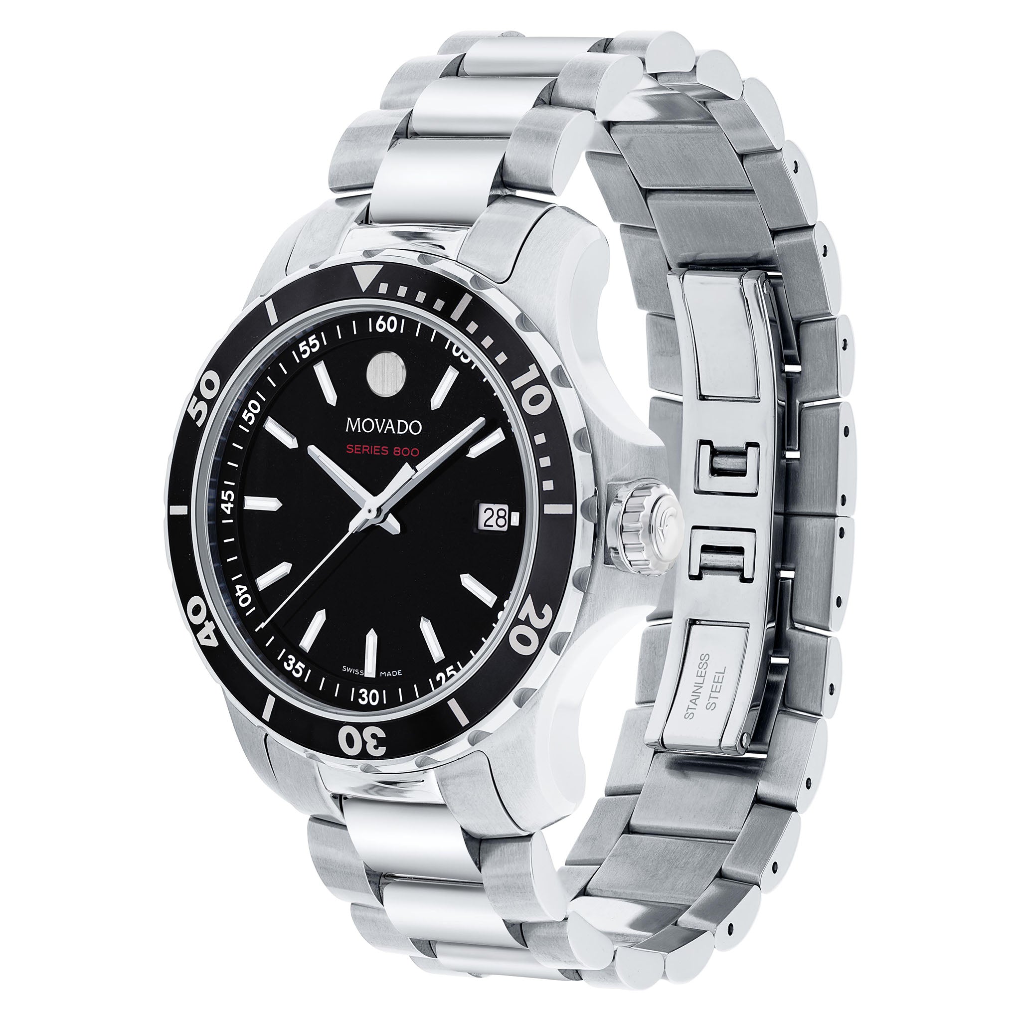 Movado Stainless Steel Black Dial Men's Swiss Made Watch - 2600135
