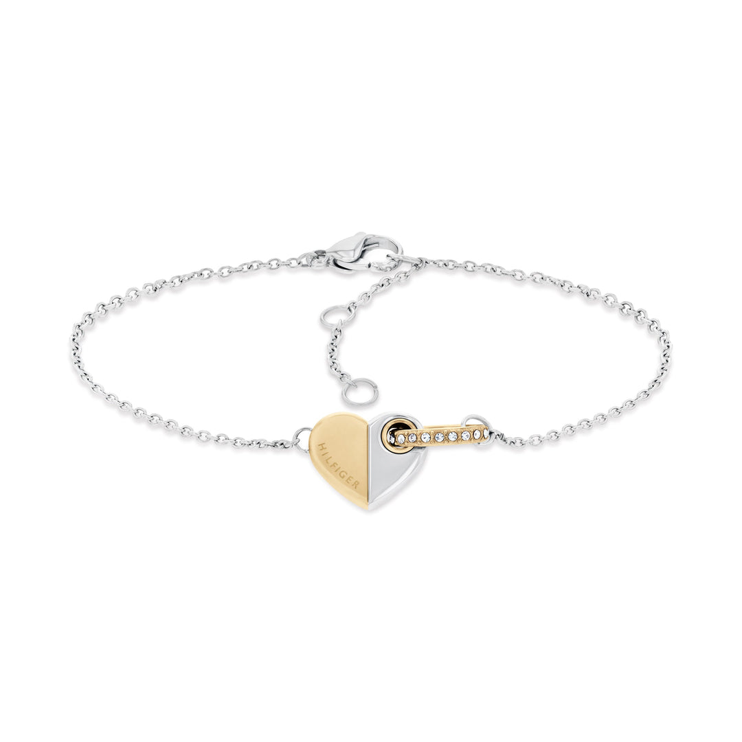 Tommy Hilfiger Jewellery Stainless Steel & Gold Steel & White Preci Women's Chain Bracelet - 2780880