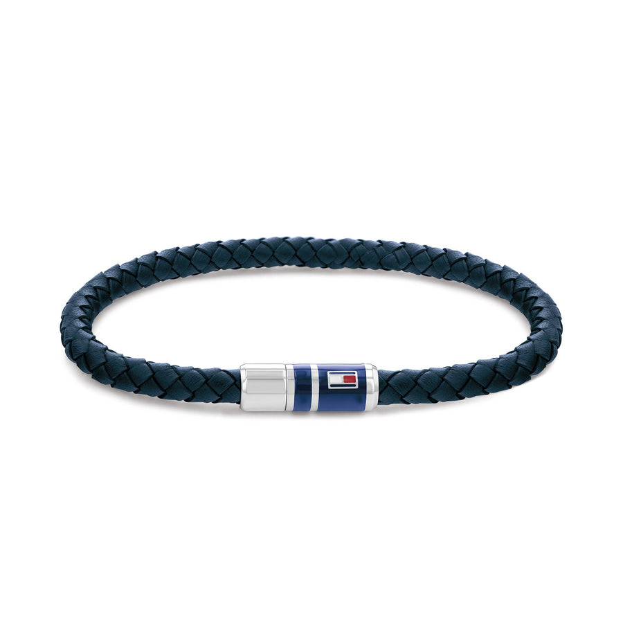 Tommy Hilfiger Jewellery Stainless Steel & Blue Leather Men's Leather Bracelet - 2790294