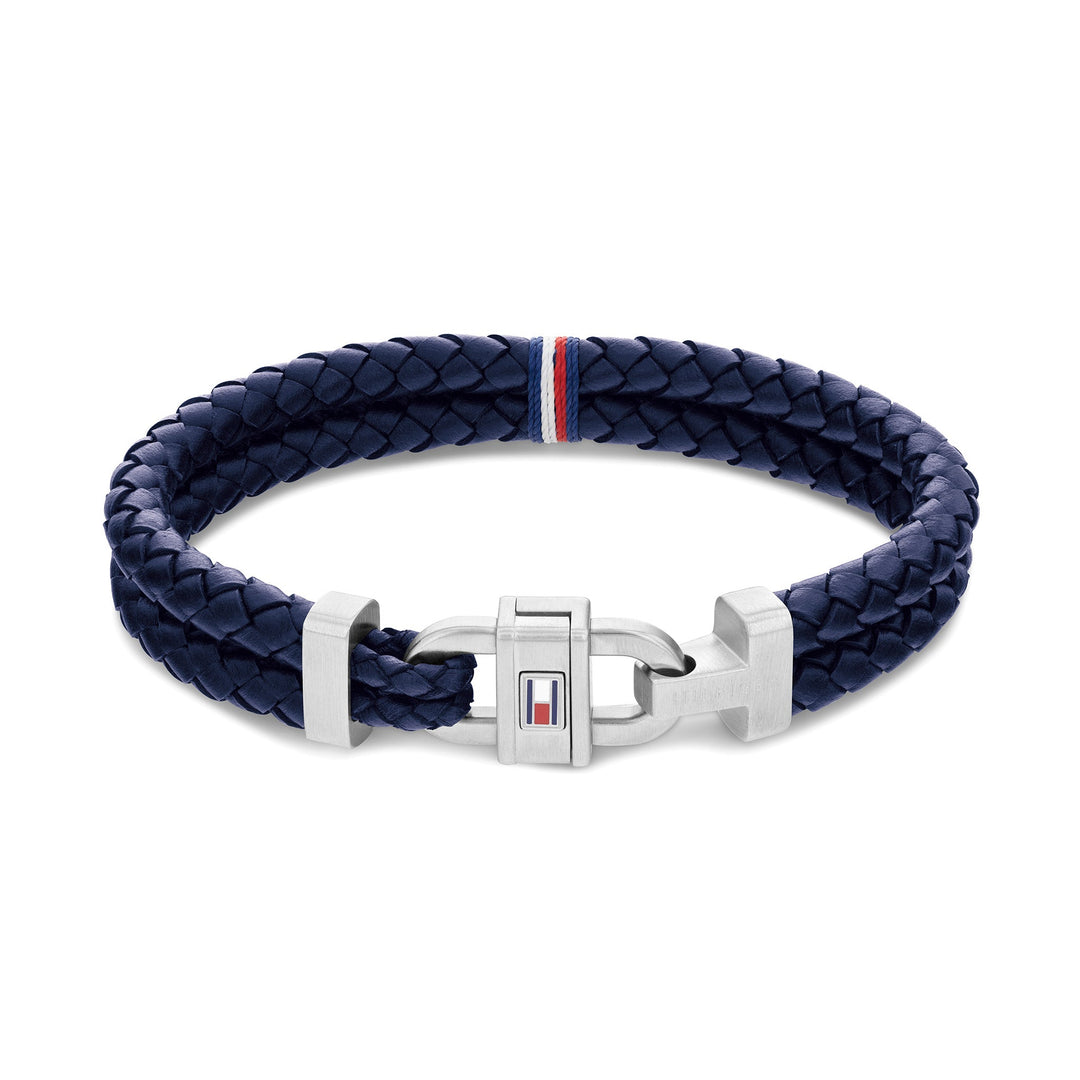 Tommy Hilfiger Jewellery Stainless Steel & Blue Leather & Multicolor Cord Men's Leather Bracelet - 2790362