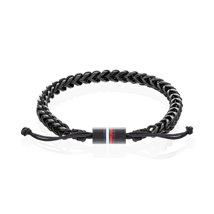 Tommy Hilfiger Jewellery Black Steel & Nylon Cord Men's Rope Bracelet - 2790513