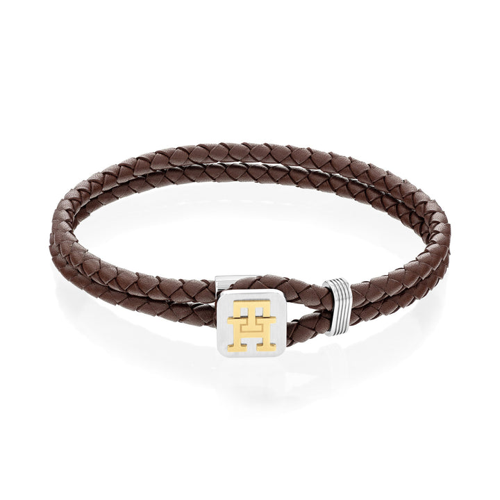 Tommy Hilfiger Jewellery Two-Tone Steel & Brown Leather Men's Bracelet - 2790532